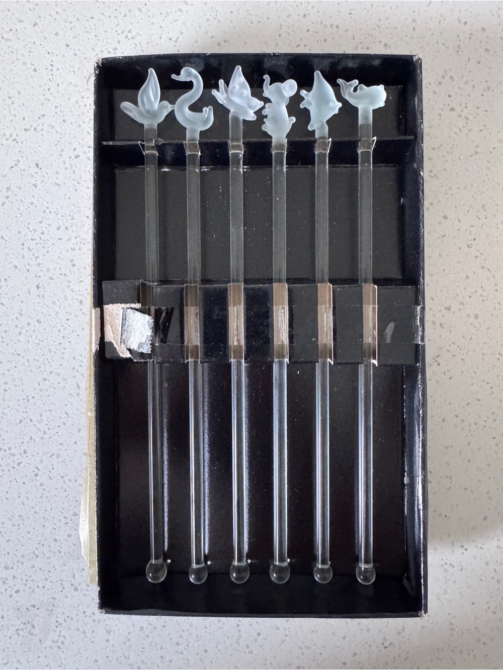 Crystal animal Clear & White cocktail stir sticks